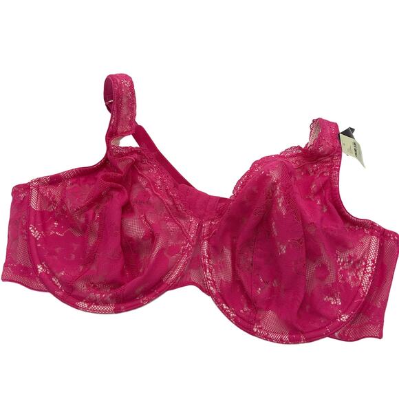 Cacique Bra 44DD NWT Bold Lace Full Coverage Underwire Pink Plus Lane Bryant - Picture 2 of 14